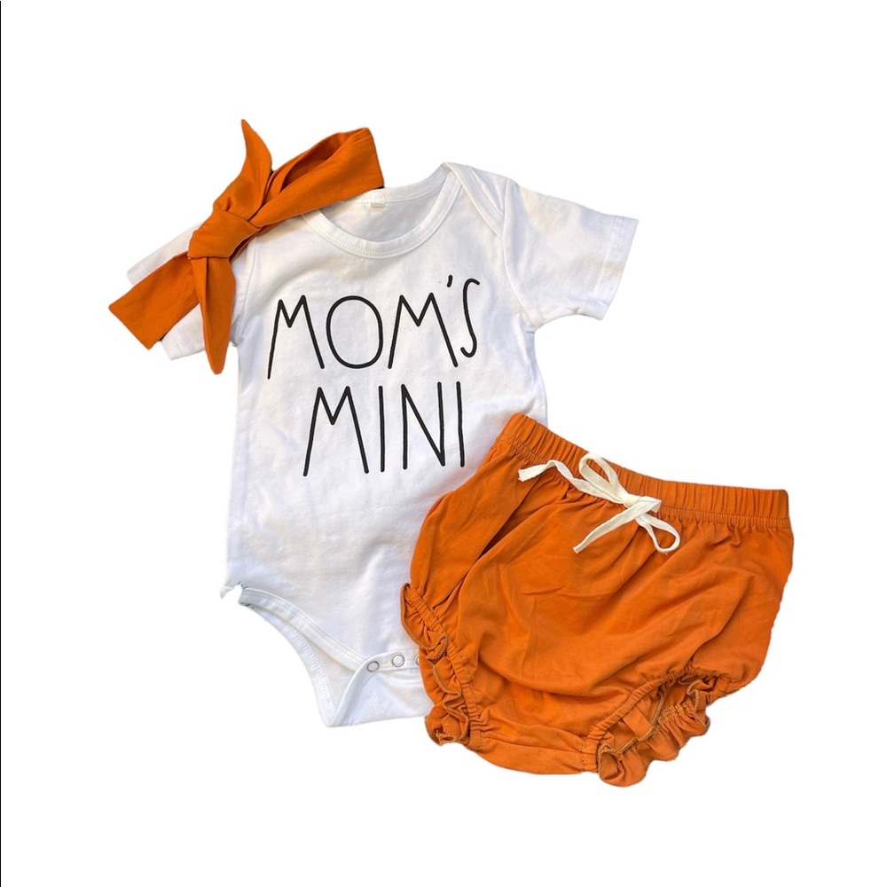 Burnt Orange & White size 12 month onside and shorts with headband